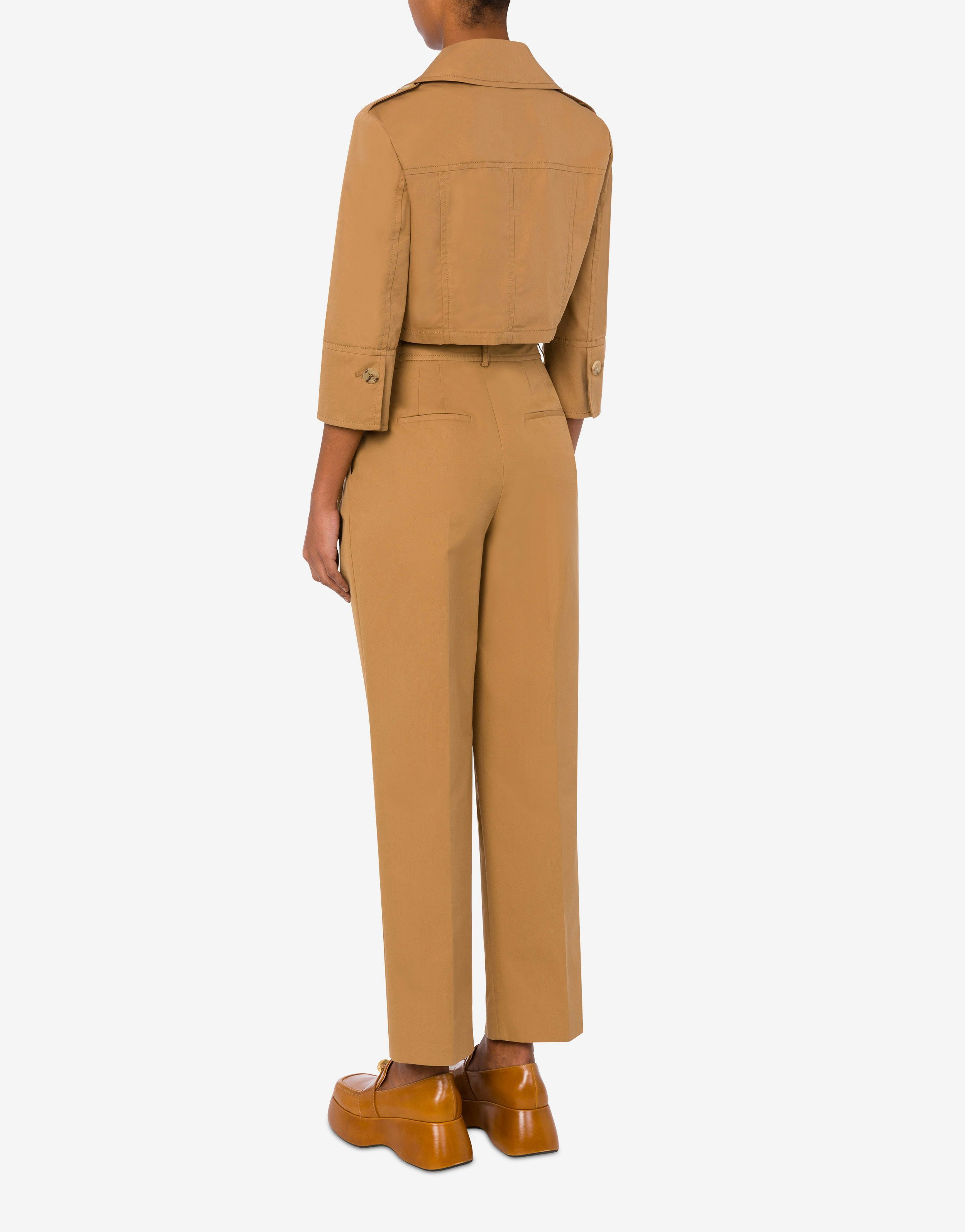 Moschino Cropped Double-breasted Jacket In Nude