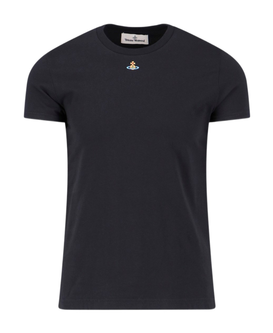 Vivienne Westwood Orb Logo-embroidered Stretch-cotton T-shirt In Black