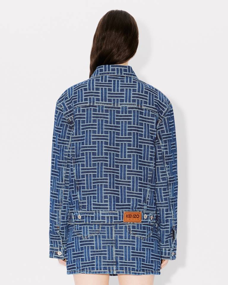 Kenzo Weave Denim Truck Driver Jacket In Blue