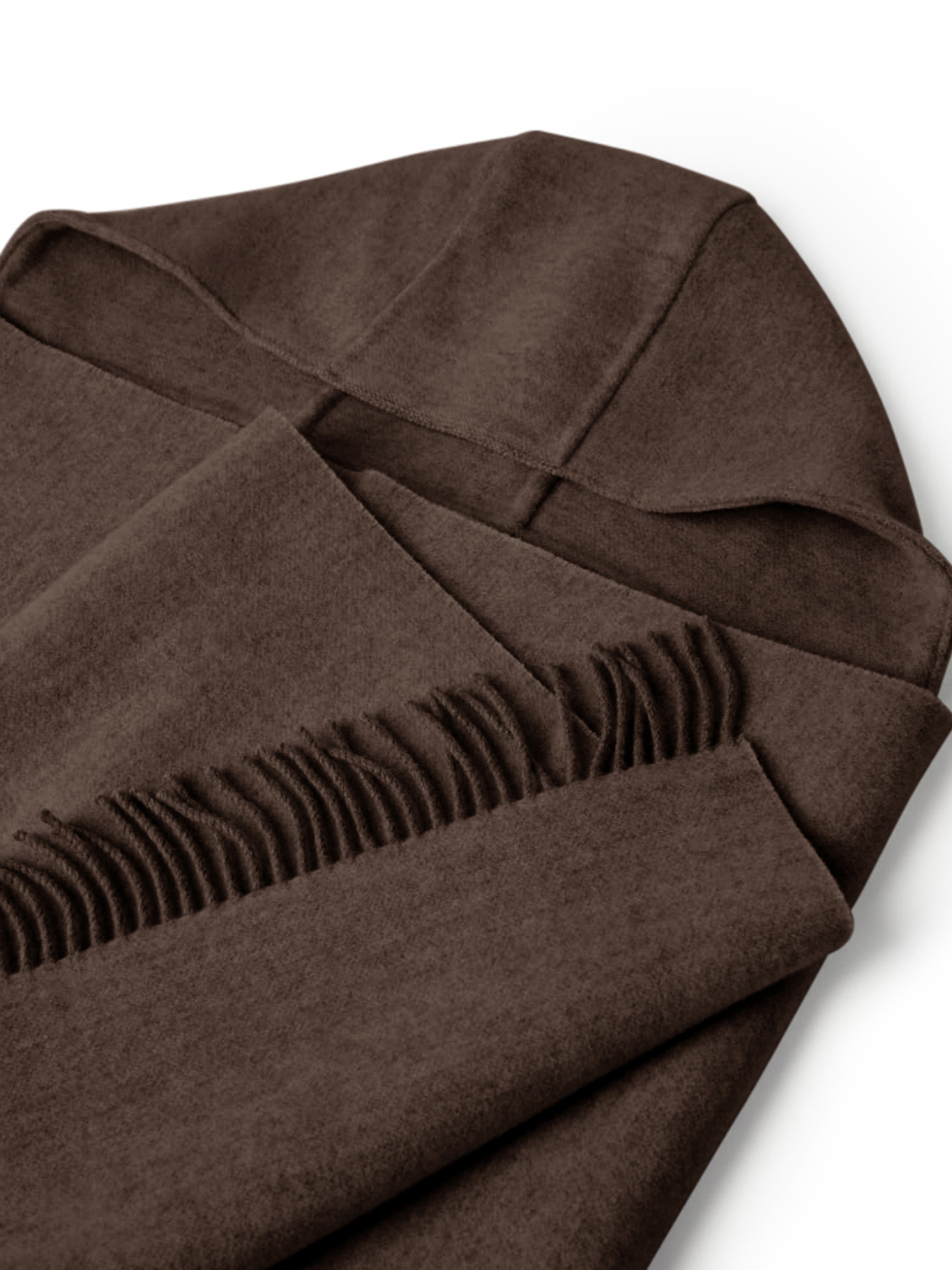 Brunello Cucinelli Wool And Cashmere Knit Scarf With Hood In Brown