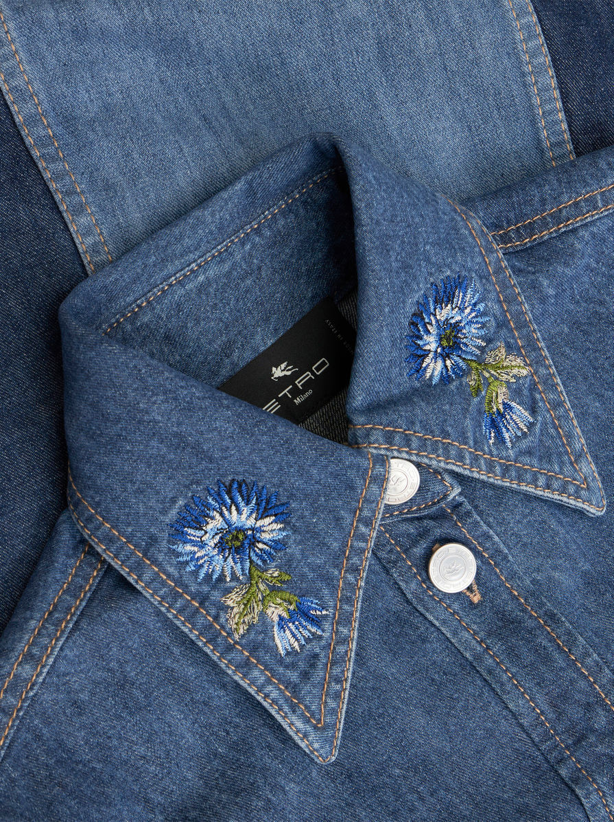 Etro Blue Cotton Shirt In Blue