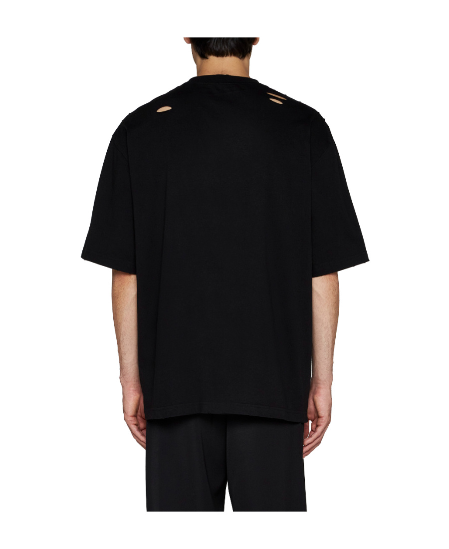 We11 Done Destroyed Reverse Logo Cotton T-shirt In Black