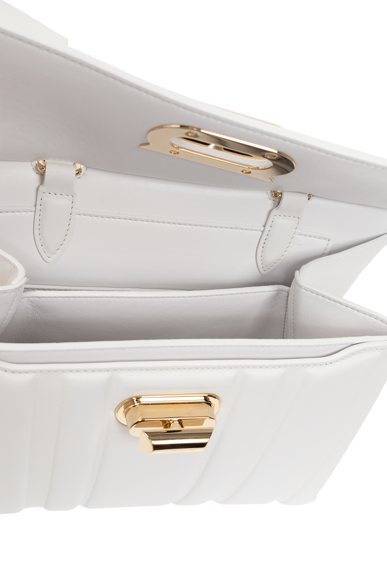 Ferragamo Flip Shoulder Bag In White