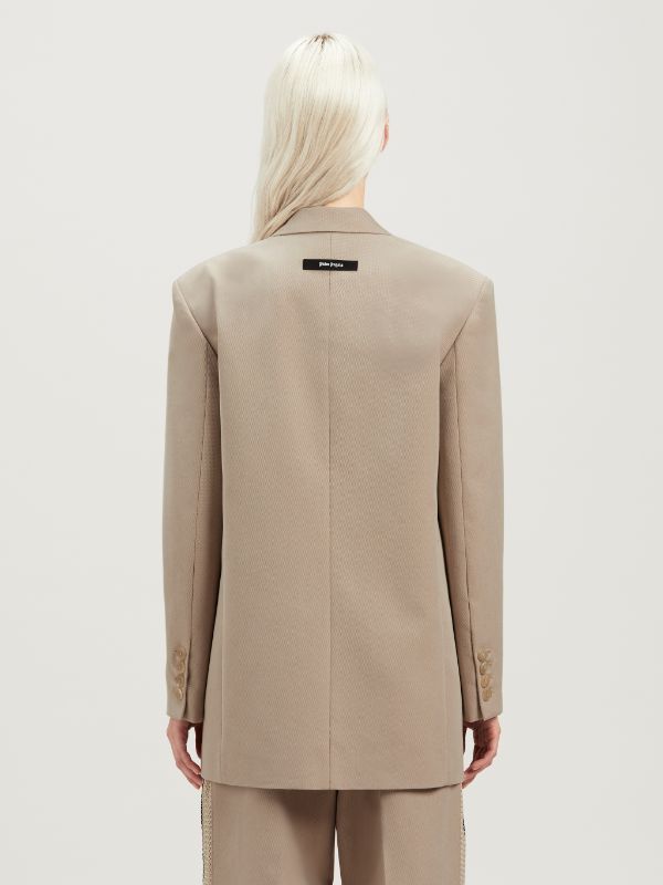 Palm Angels Single-breasted Long-sleeved Blazer In Nude