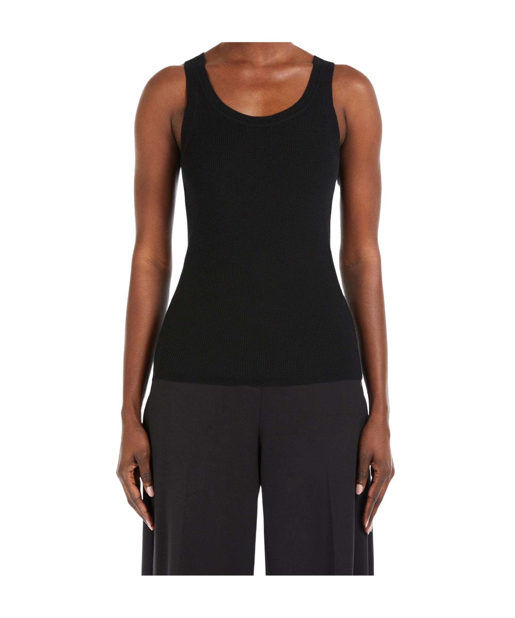 Max Mara Eliadi Ribbed Wool Top In Black
