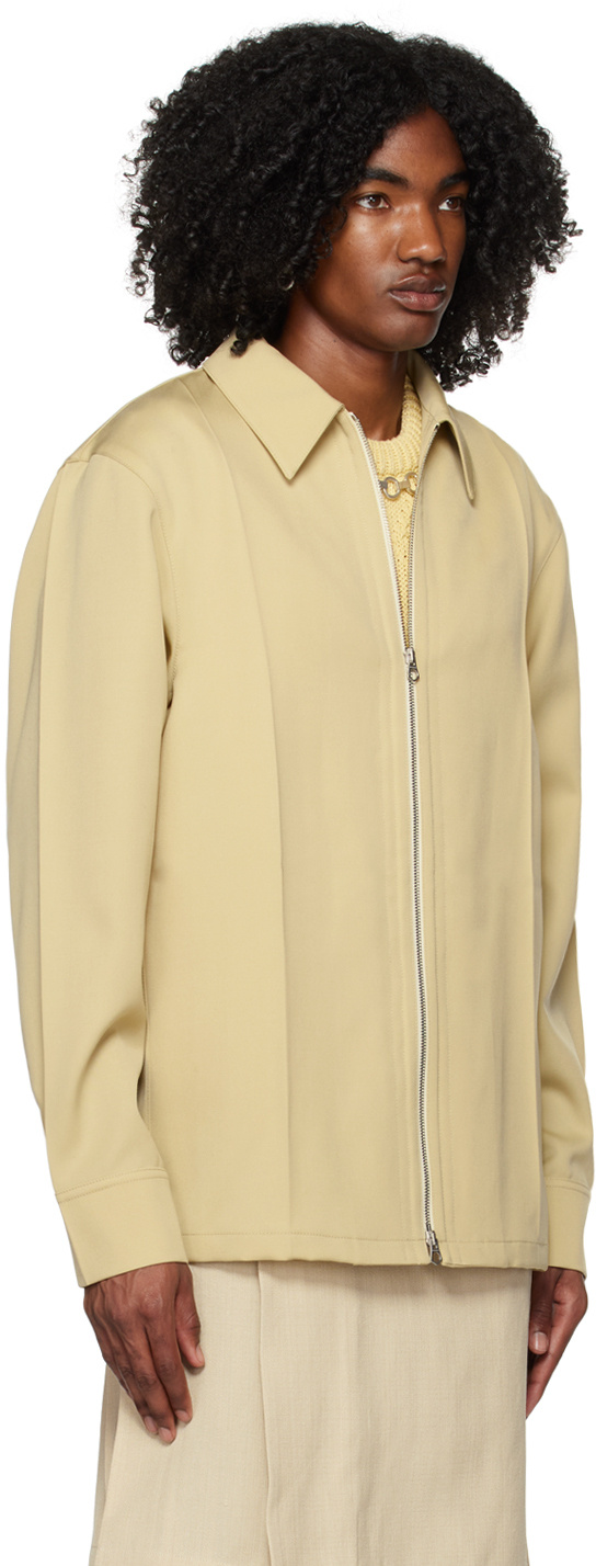 Jil Sander Zipper Wool Casual Jacket In Yellow
