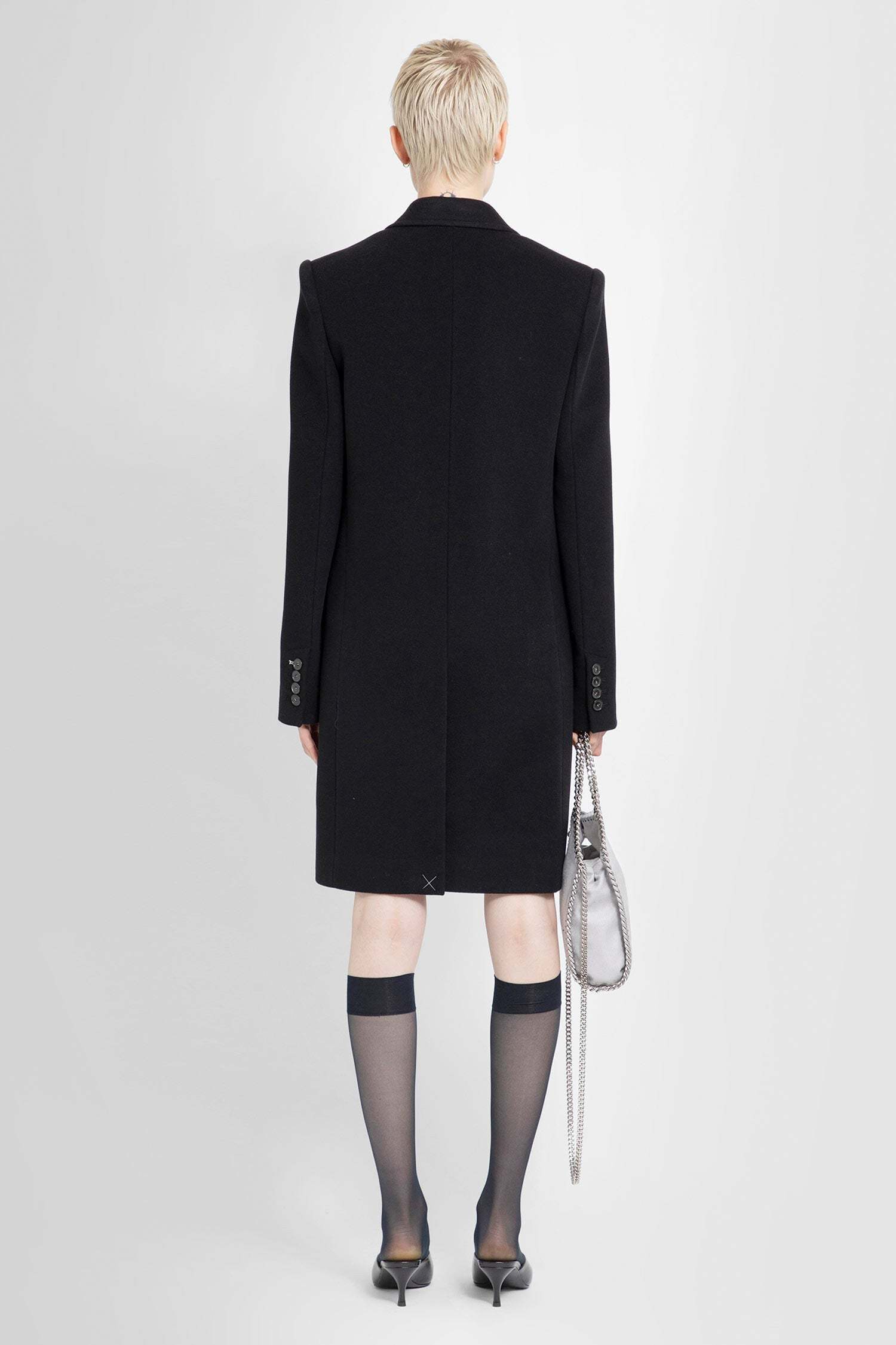 Stella Mccartney Black Wool Coat In Black