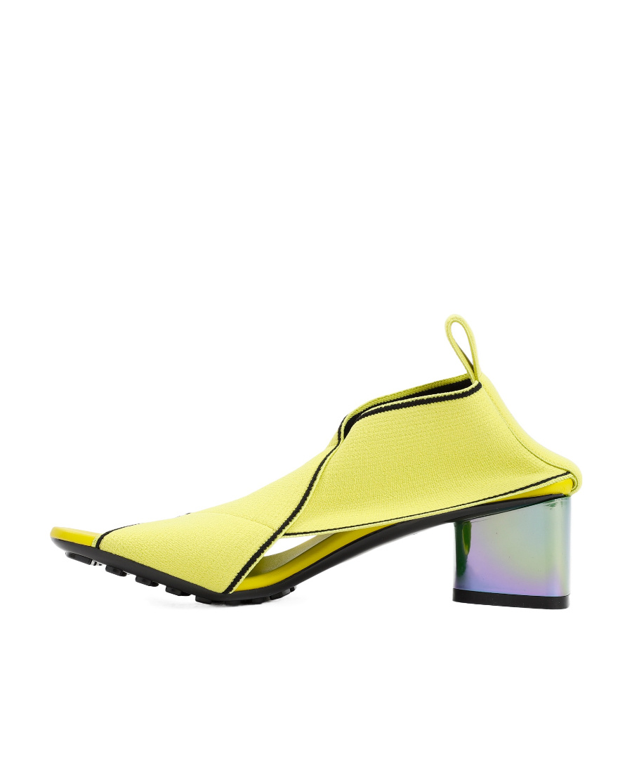 Bottega Veneta Green Elastic Fabric Flex Heels In Yellow