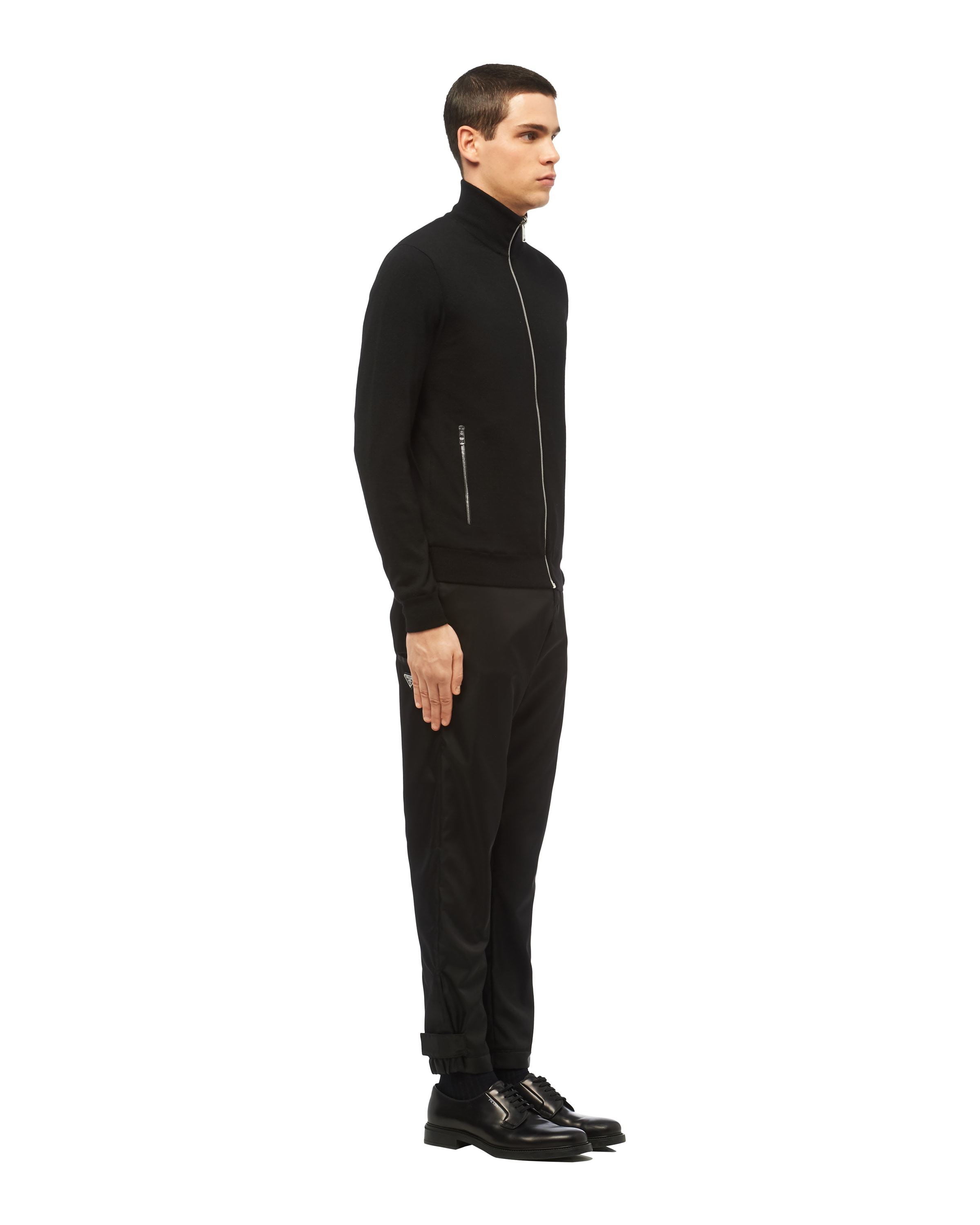 Prada Reversible Wool And Nylon Jacket Double-sided Pilot Jacket In Black