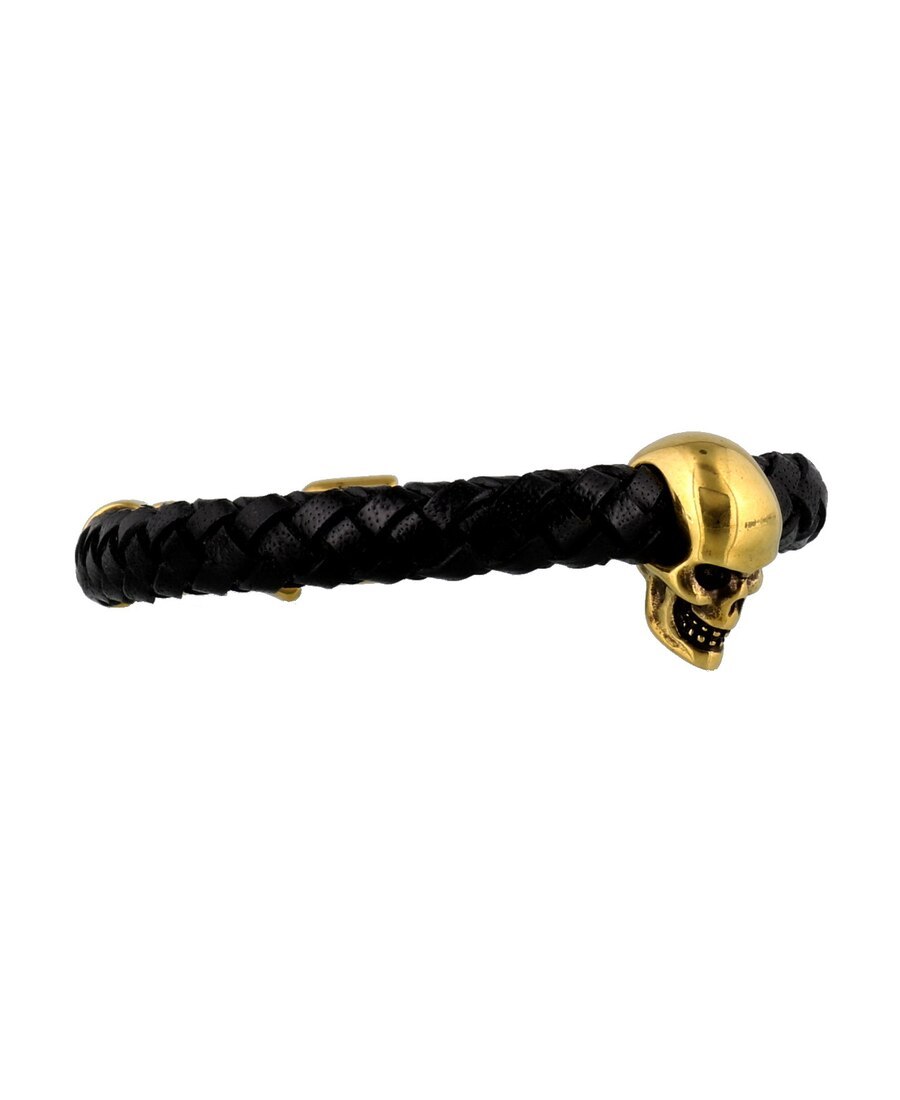 Alexander Mcqueen Skull Leather Bracelet In Black