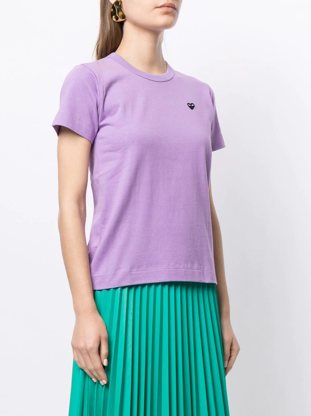 Comme Des Garçons Play Embroidered-logo Cotton T-shirt In Purple