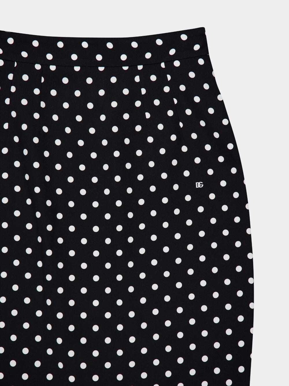 Dolce & Gabbana Capri Polka-dot Charmeuse Pencil Skirt In Black