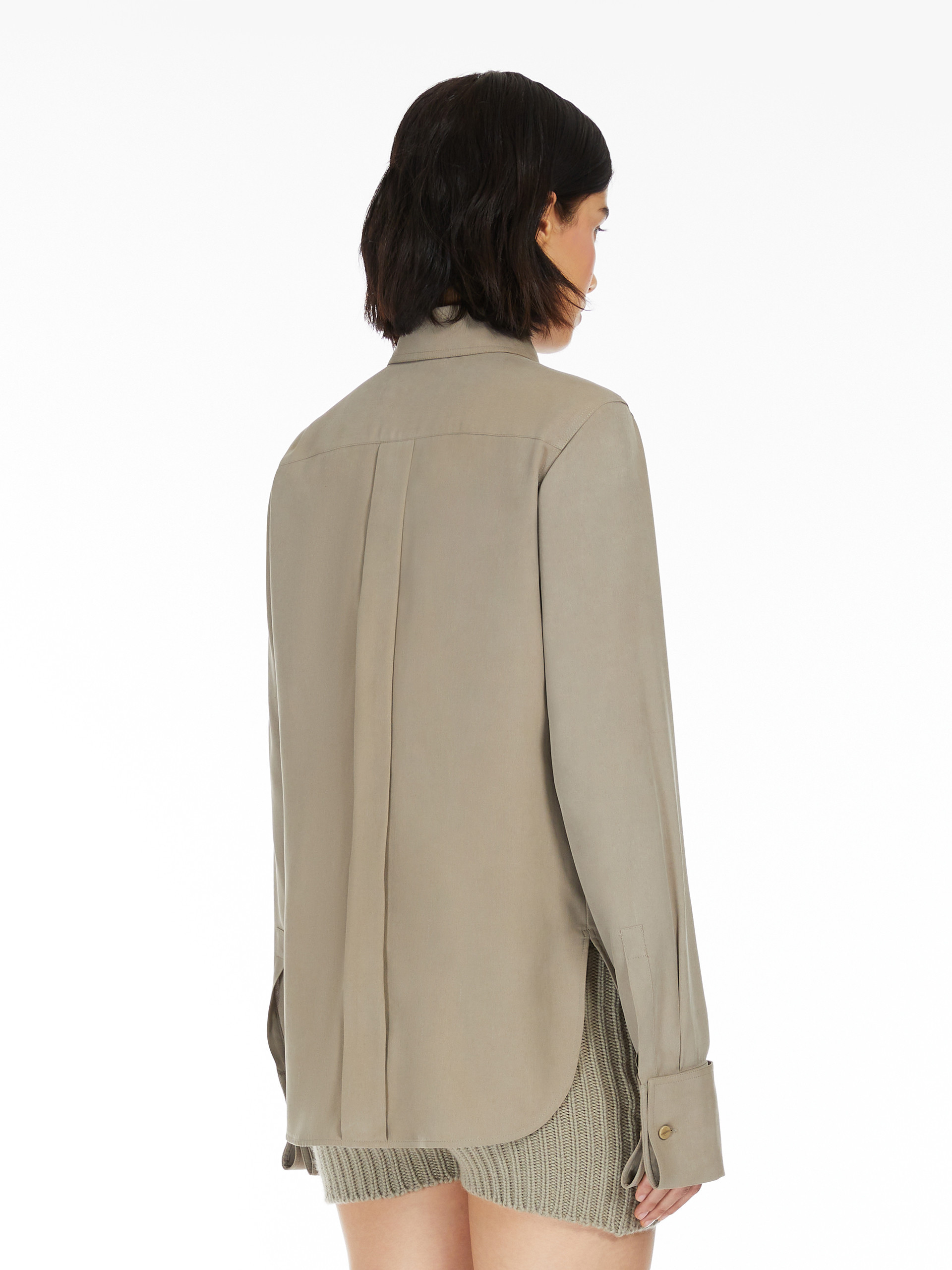Max Mara Candia Washed Silk Button-front Shirt In Nude