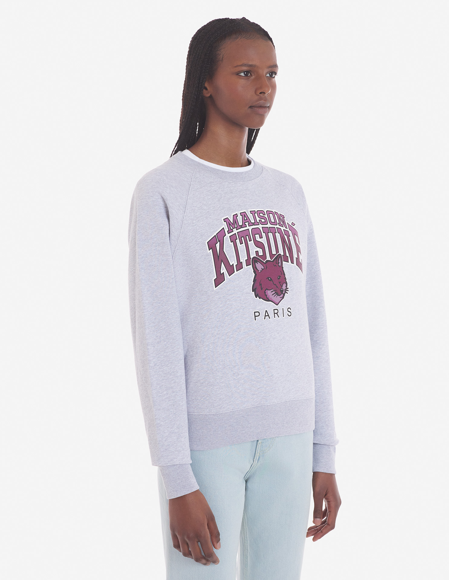 Maison Kitsuné Crewneck Sweatshirt With Logo Print In Gray
