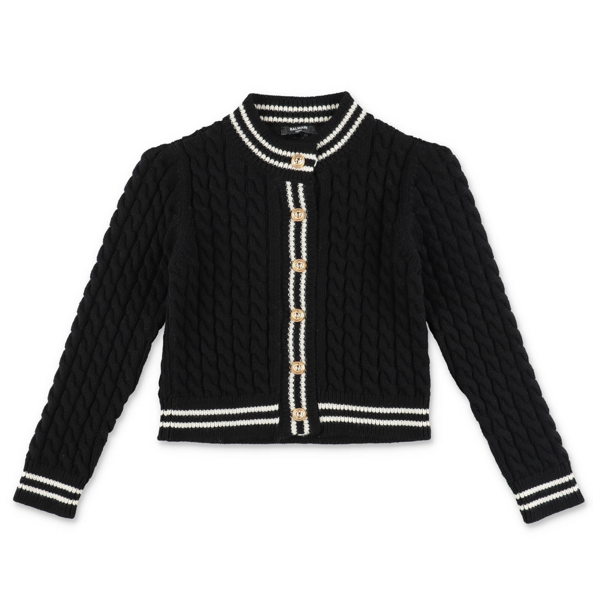Balmain Kids Buttoned Long-sleeved Cardigan In Black