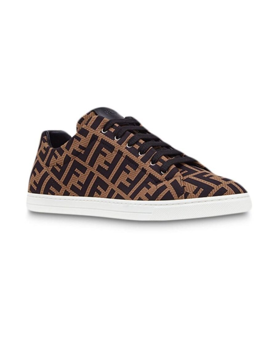 Fendi Ff Motif Mesh Sneakers In Black