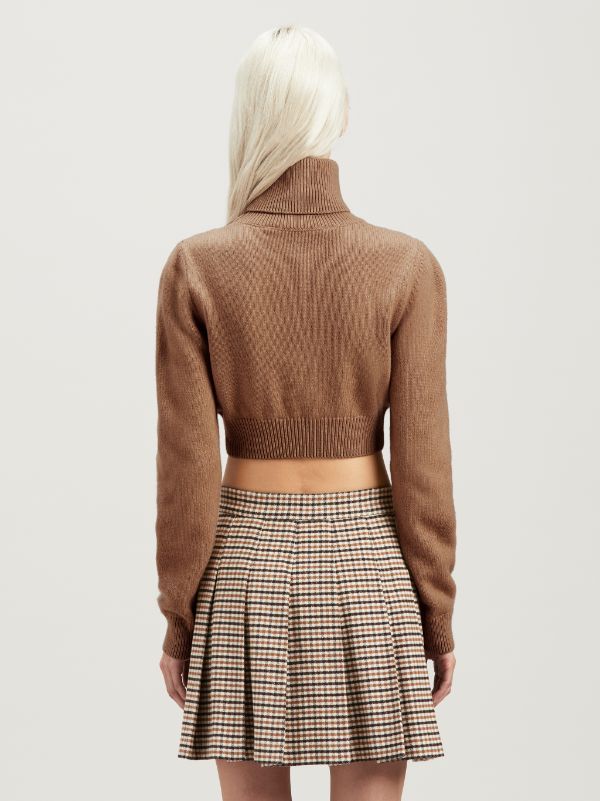 Palm Angels Sunsets Embroidered Cropped Jumper In Brown