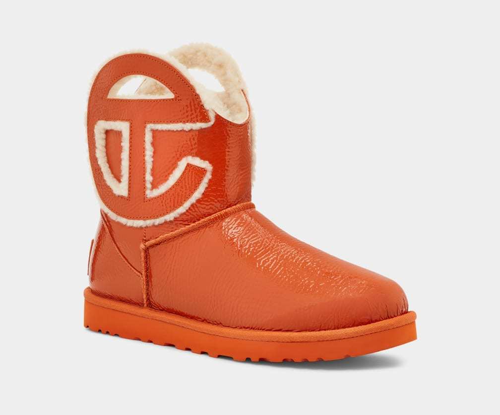 Ugg Patent Calf Leather Cutout Ankle Boots In Orange