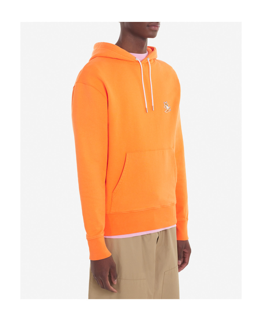 Maison Kitsuné Fox-patch Cotton Drawstring Hoodie In Orange