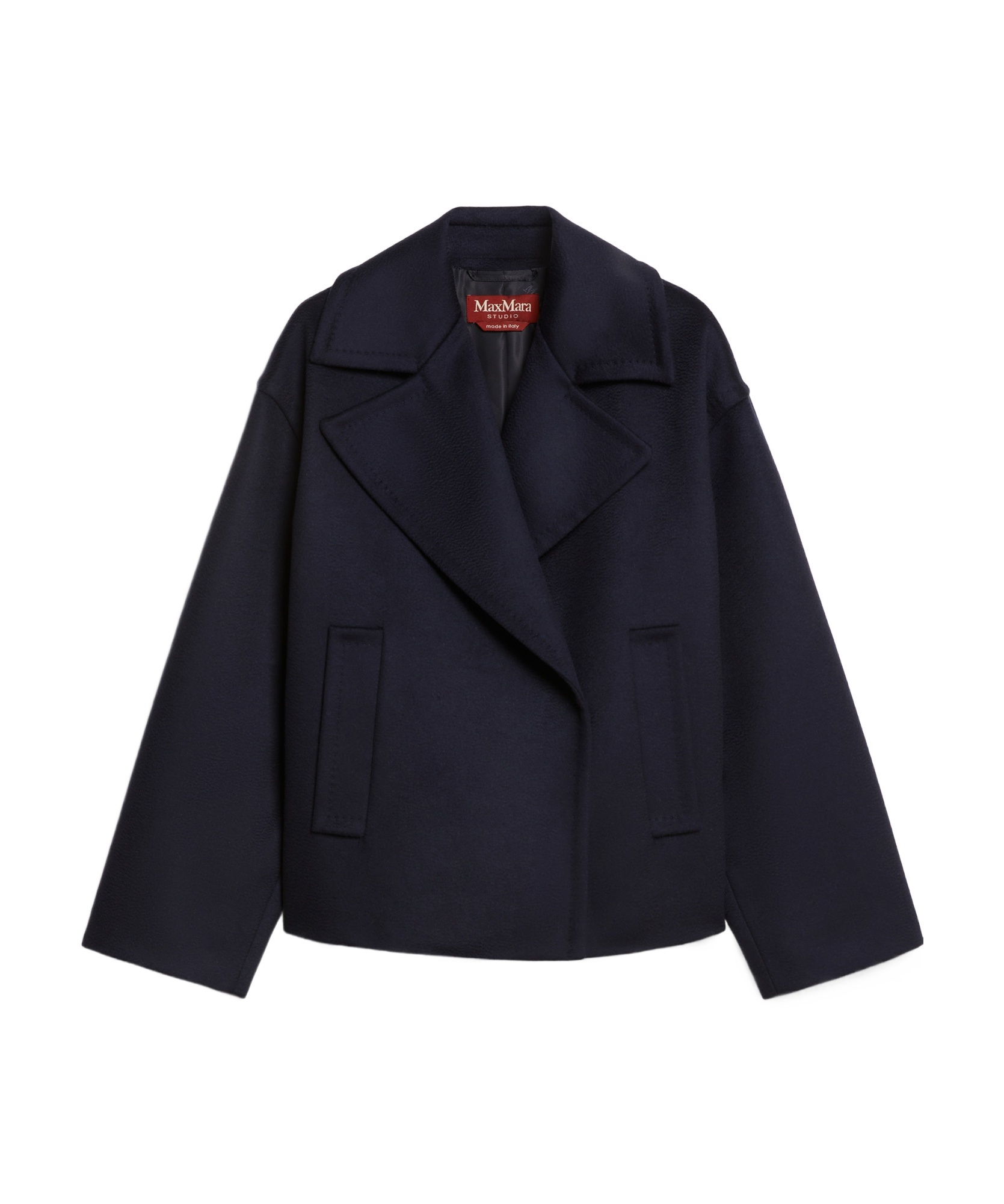 Max Mara Wool Drop Pea Coat In Black
