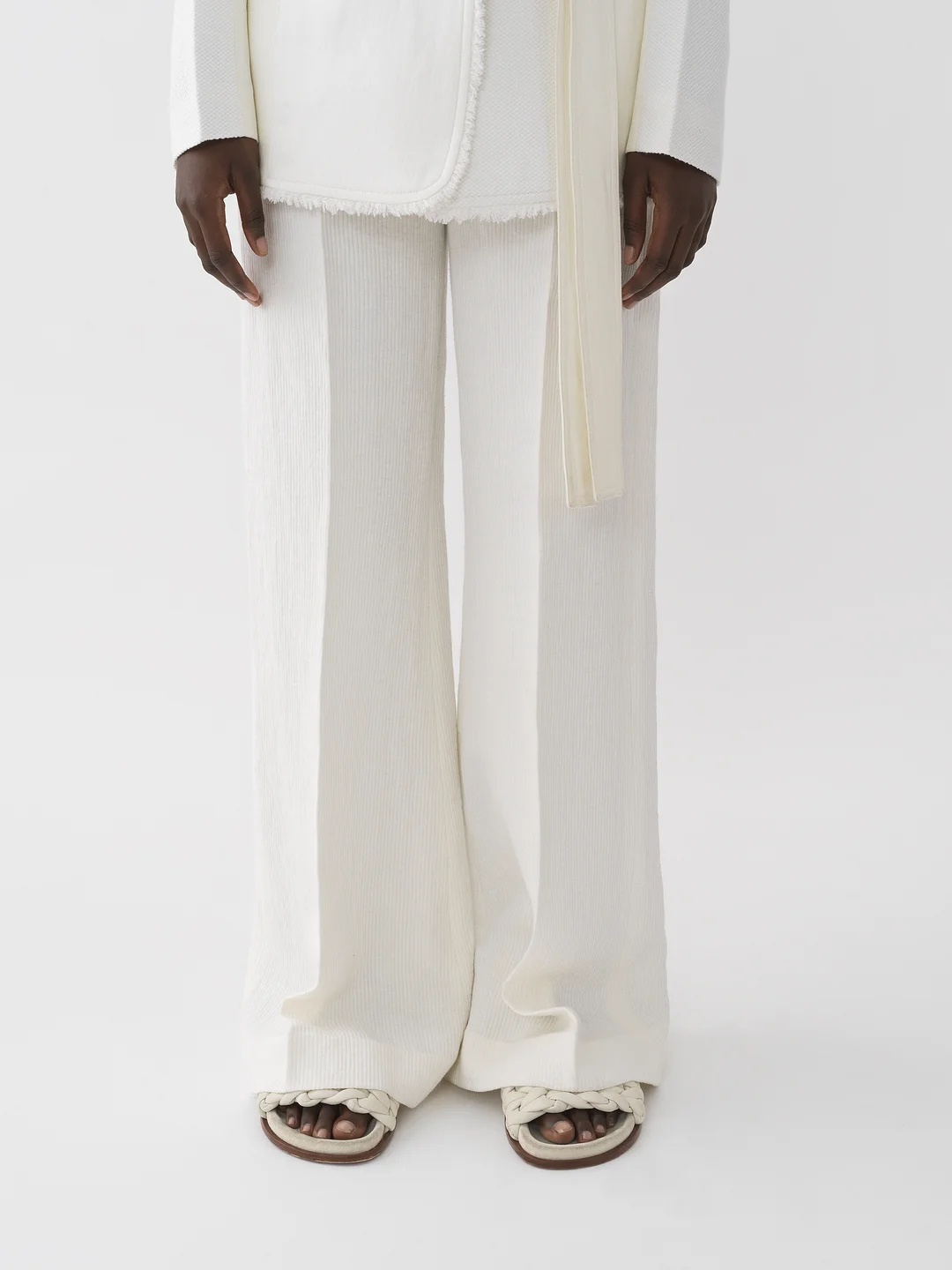 Shop Chloé Wide-legged Casual Pants In White