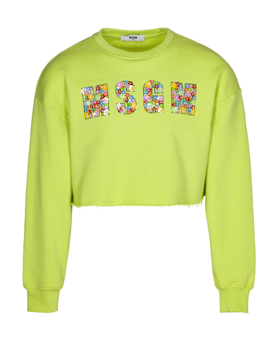 Msgm Logo Round-necked Sweater In Green