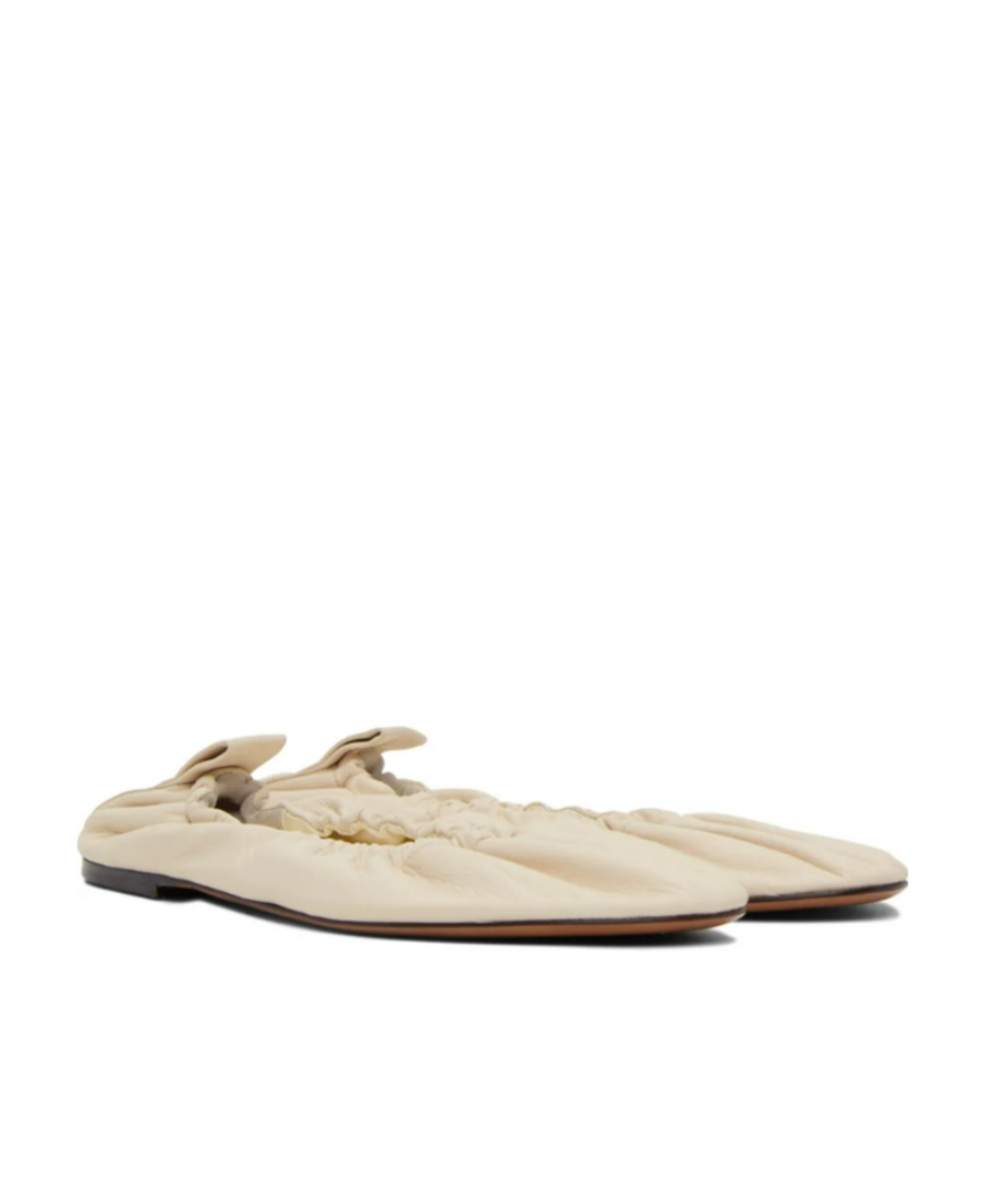 The Row Woman Ballet Flats Cream Size 6 Leather In Nude