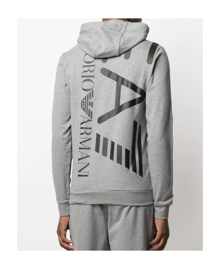 Ea7 Logo-print Drawstring Hoodie In Gray
