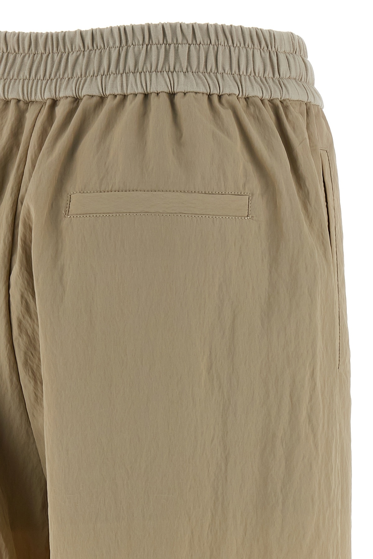 Brunello Cucinelli Wrinkled Viscose Trousers With Adjustable Drawstring In Neutral