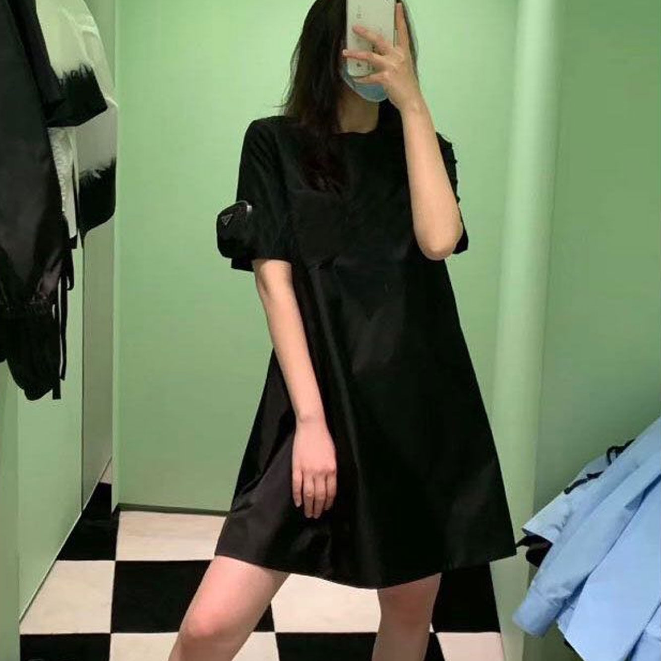 Prada Pouch Sleeve T-shirt Dress In Black