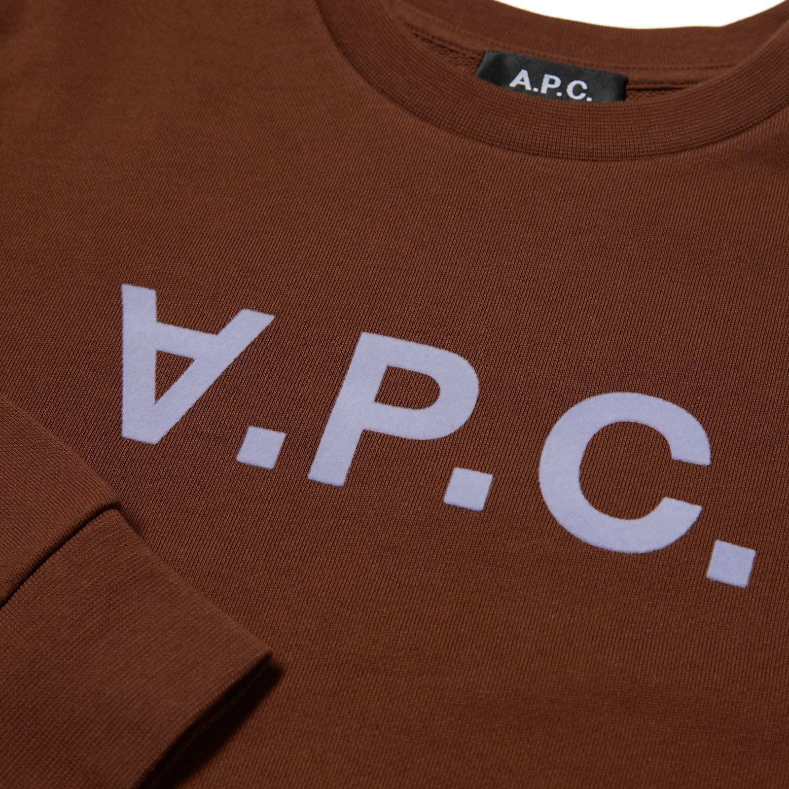 Apc A.p.c. Flocked Logo Crewneck Sweatshirt In Brown