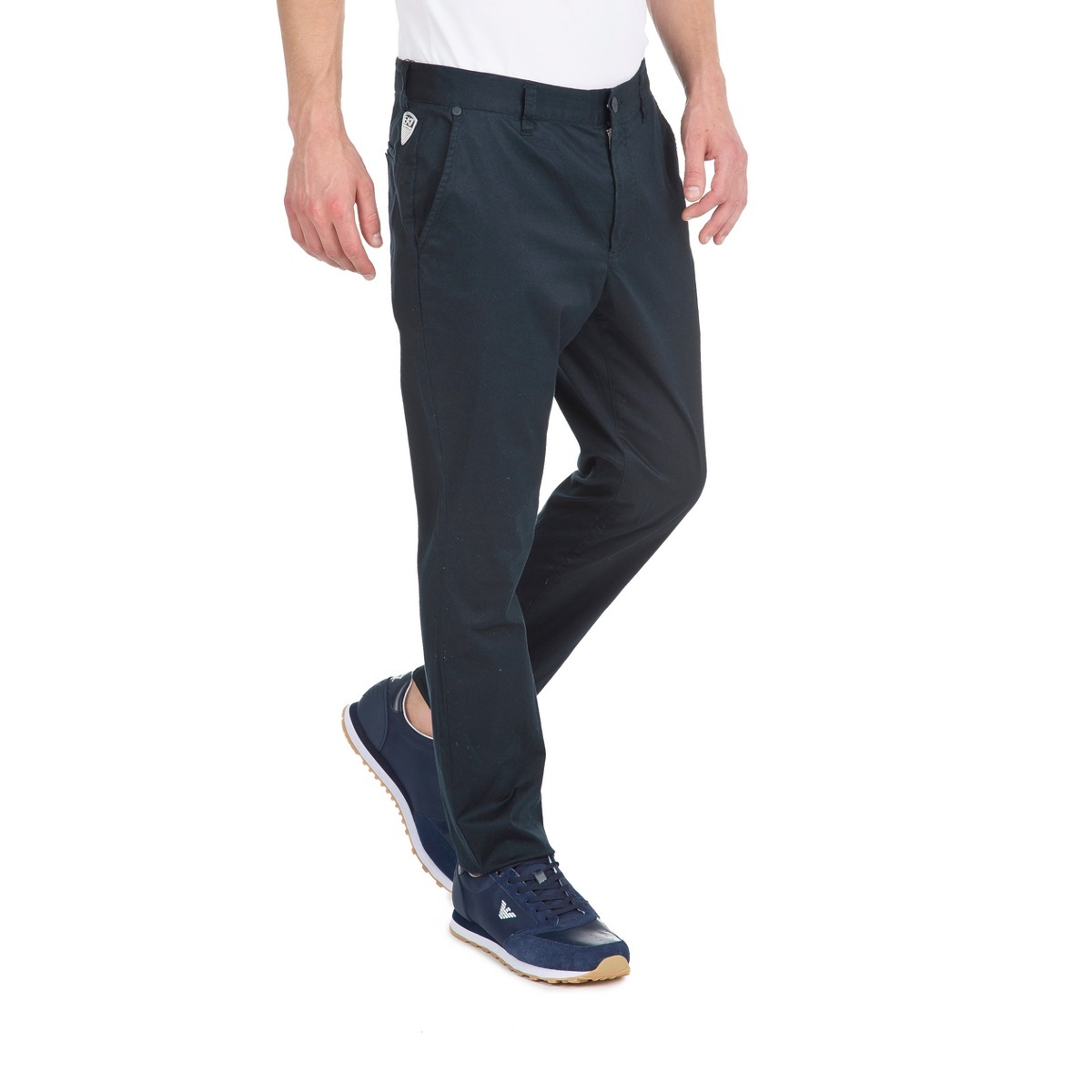 Ea7 Navy Blue Slim Casual Pants In Black