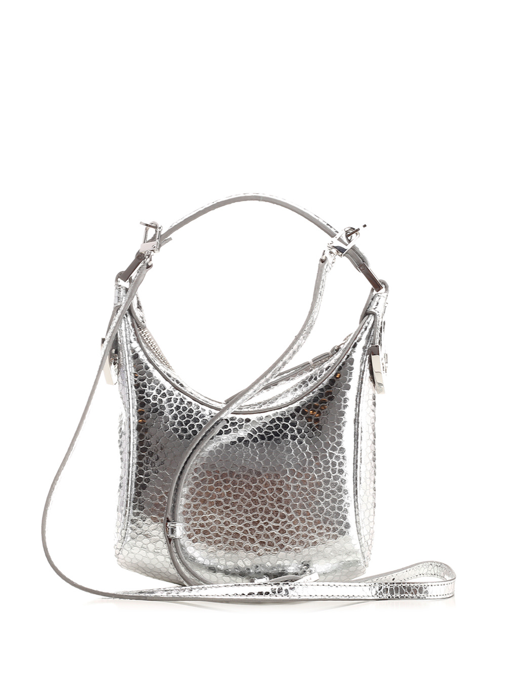 By Far Cosmo Metallic Leather Handbag In Gray