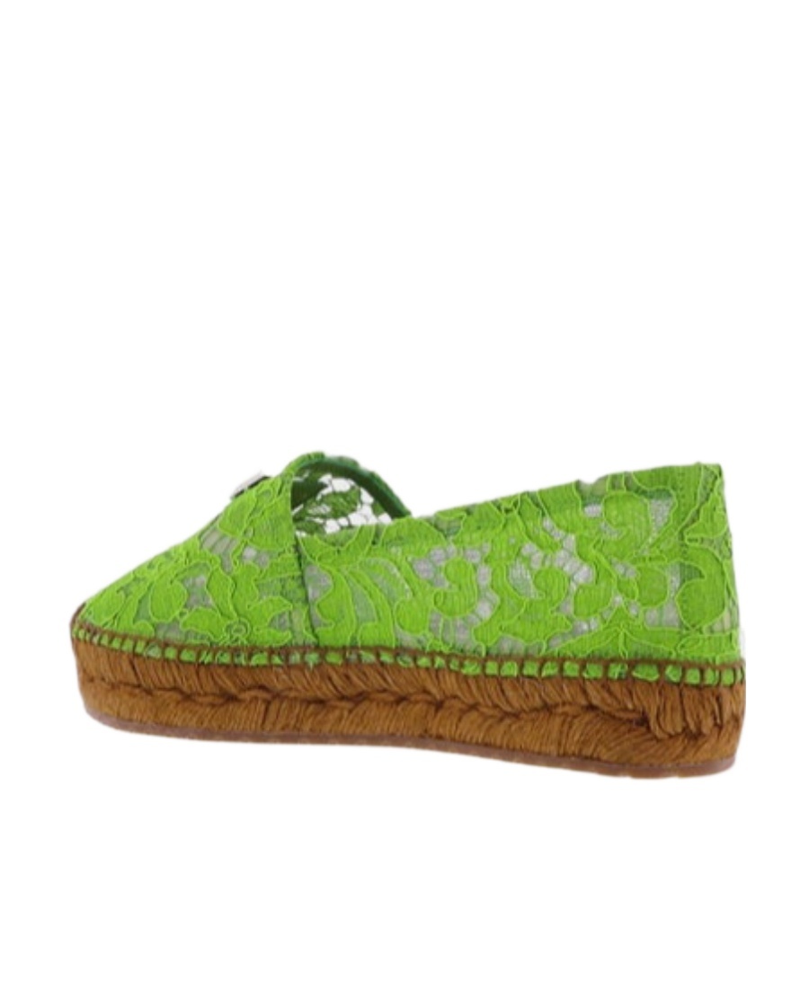 Dolce & Gabbana Logo-plaque Lace Espadrilles In Green