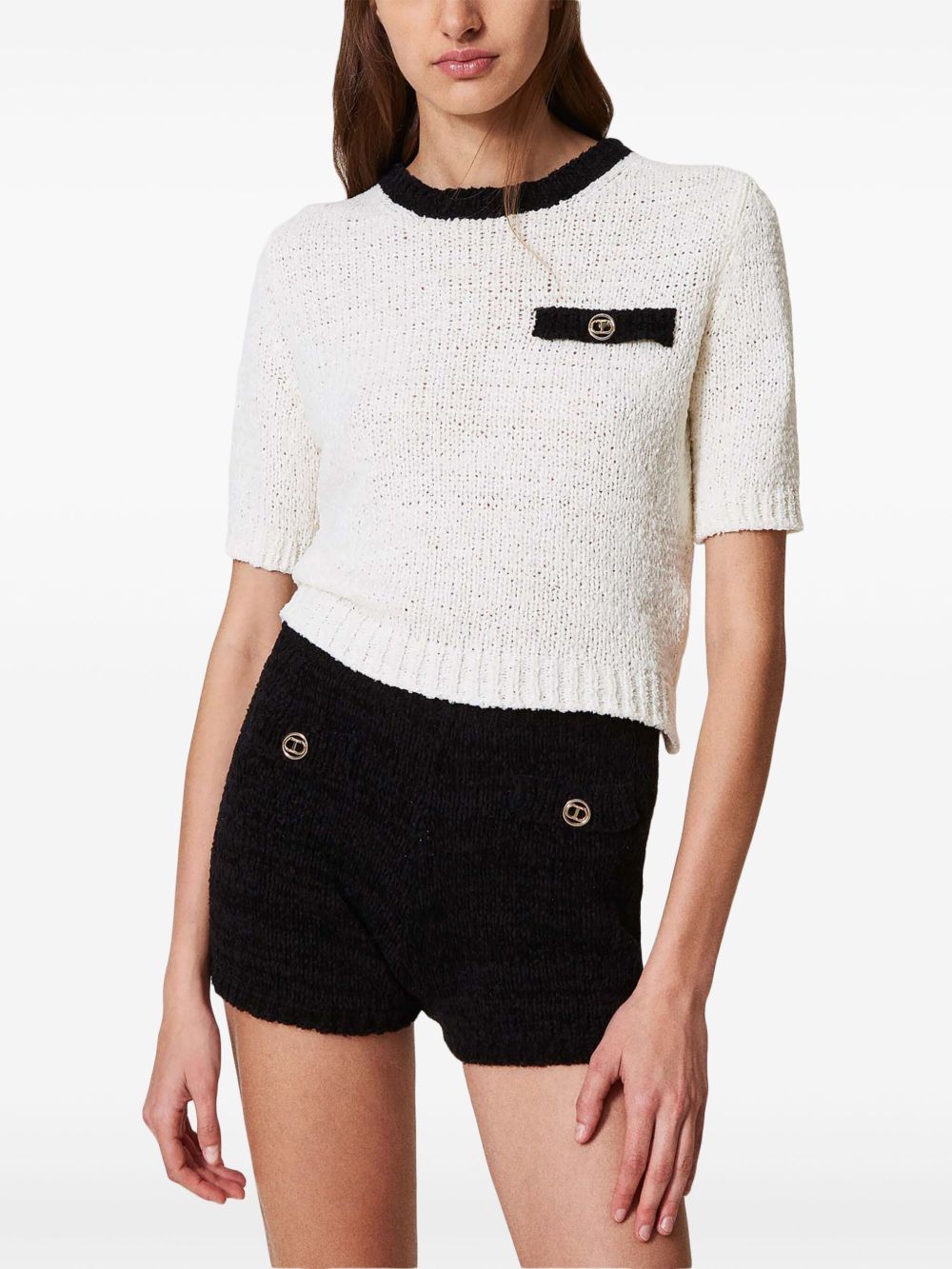 Twinset Oval T Button Cropped Jumper