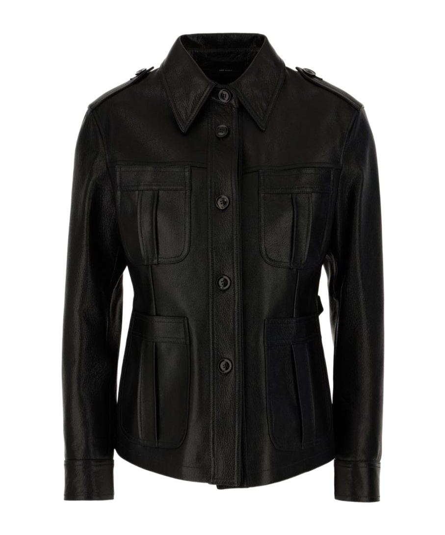 Tom Ford Collared Neck Leather Jacket In Black