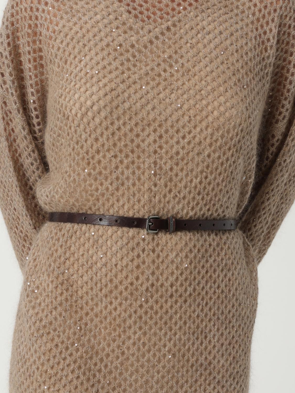 Brunello Cucinelli Knitted Midi Dress Dresses Beige In Nude