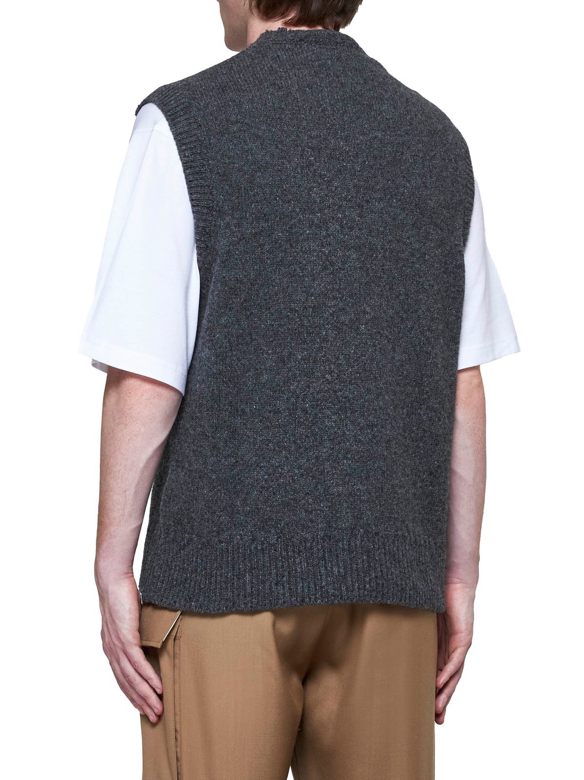 Marni Patch-detail Virgin Wool Vest In Black