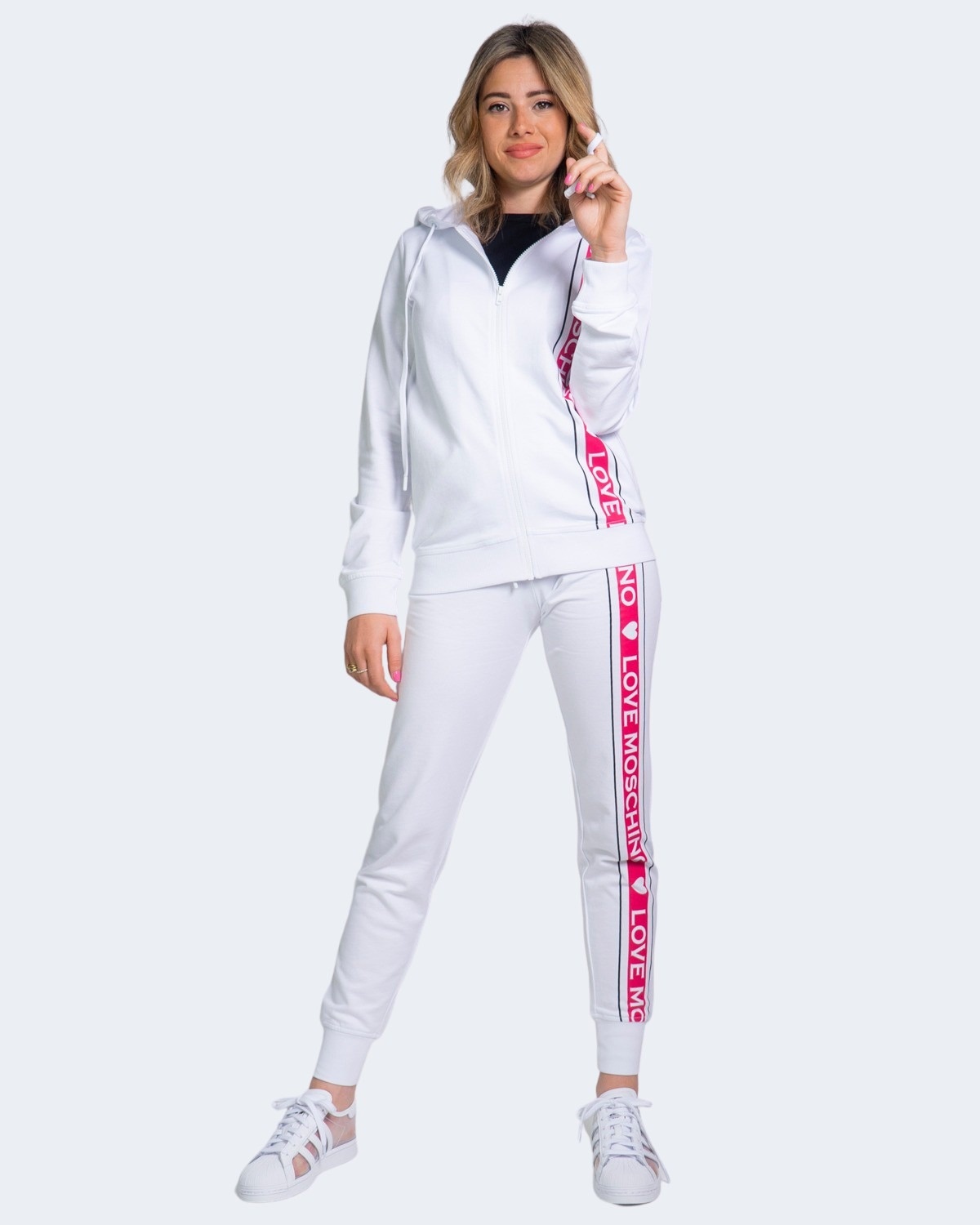 Moschino Logo Printed Zipper Casual Jacket In White