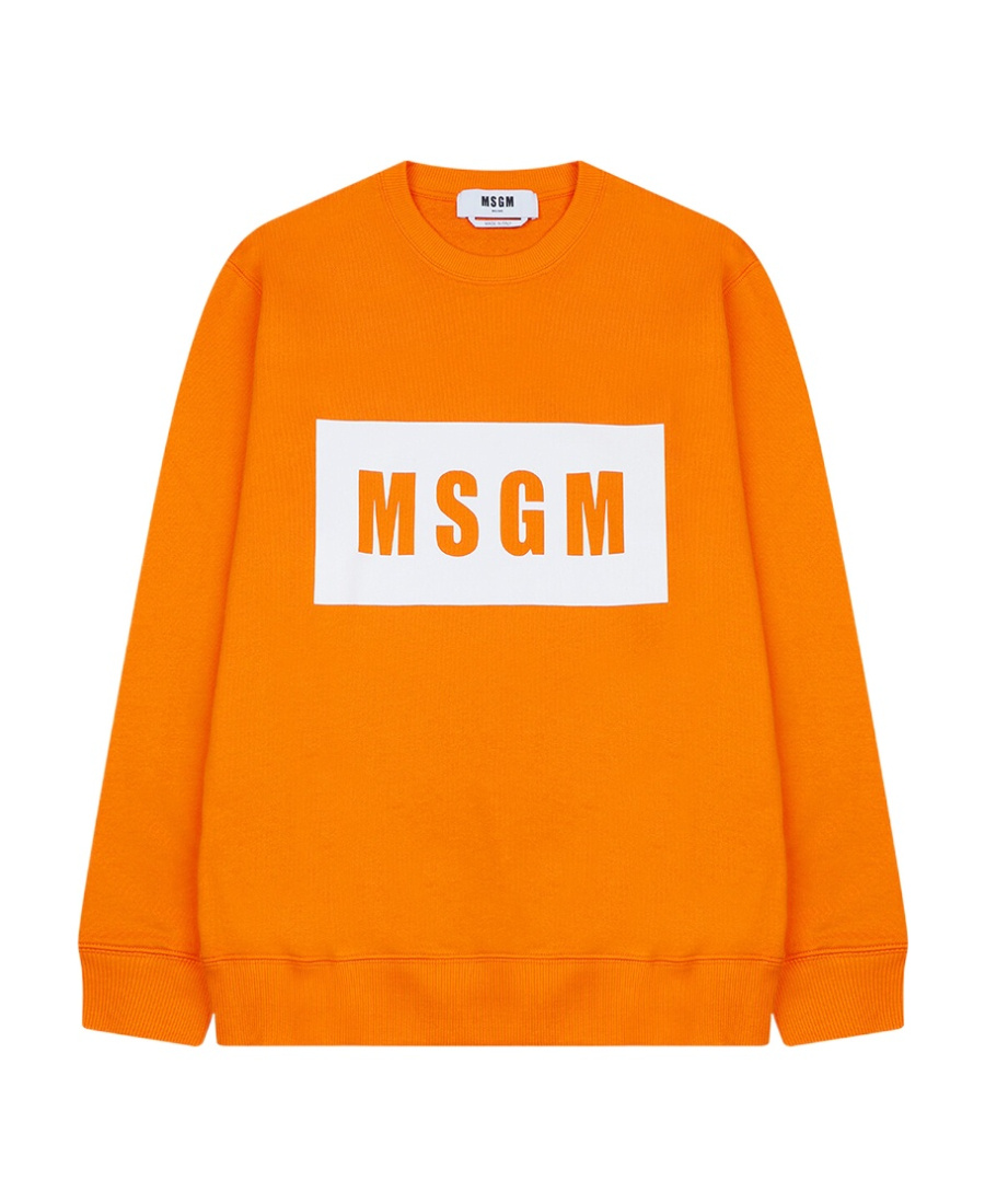 Msgm Logo Printed Sweater In Orange