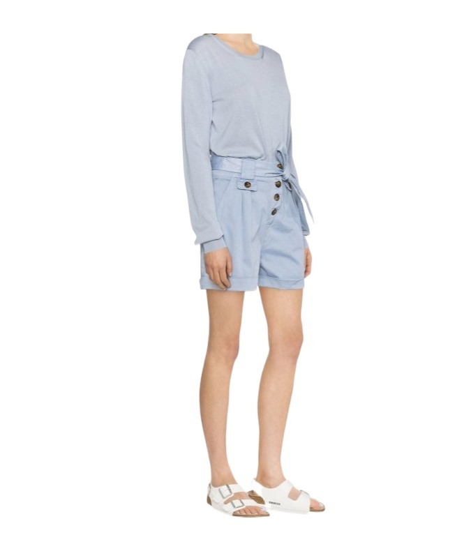 Woolrich Tied-waist Turn-up Hem Shorts In Blue