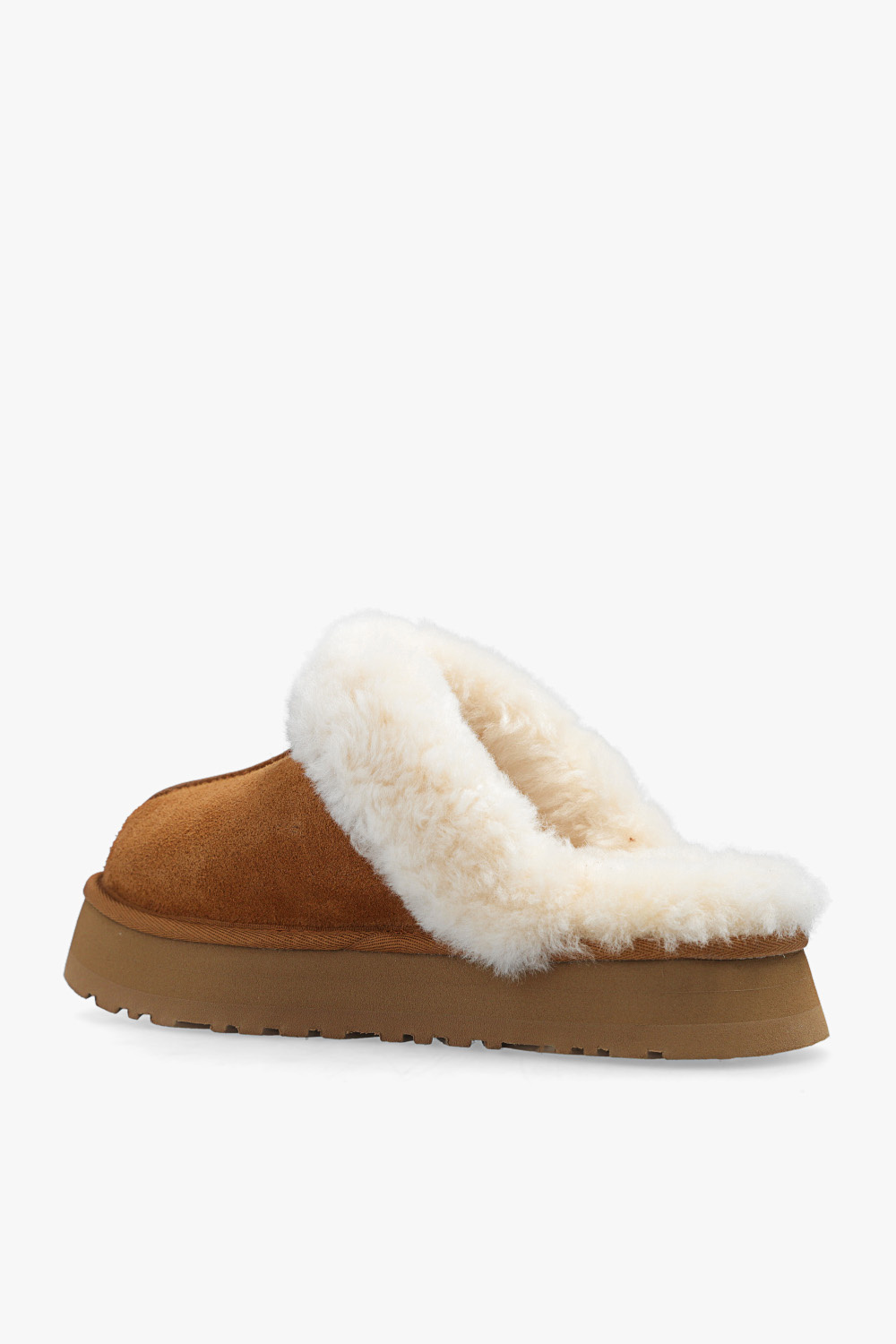 Shop Ugg Disquette Shearling Platform Slippers In Brown