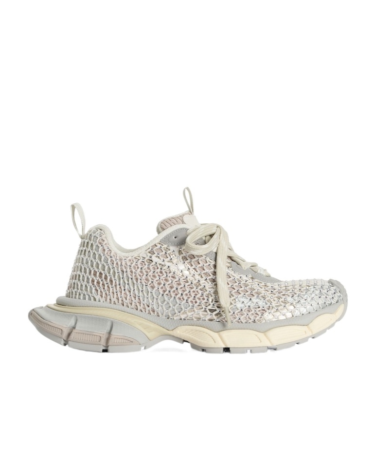 BALENCIAGA MEN'S 3XL FISHNET TRAINERS IN EGGSHELL