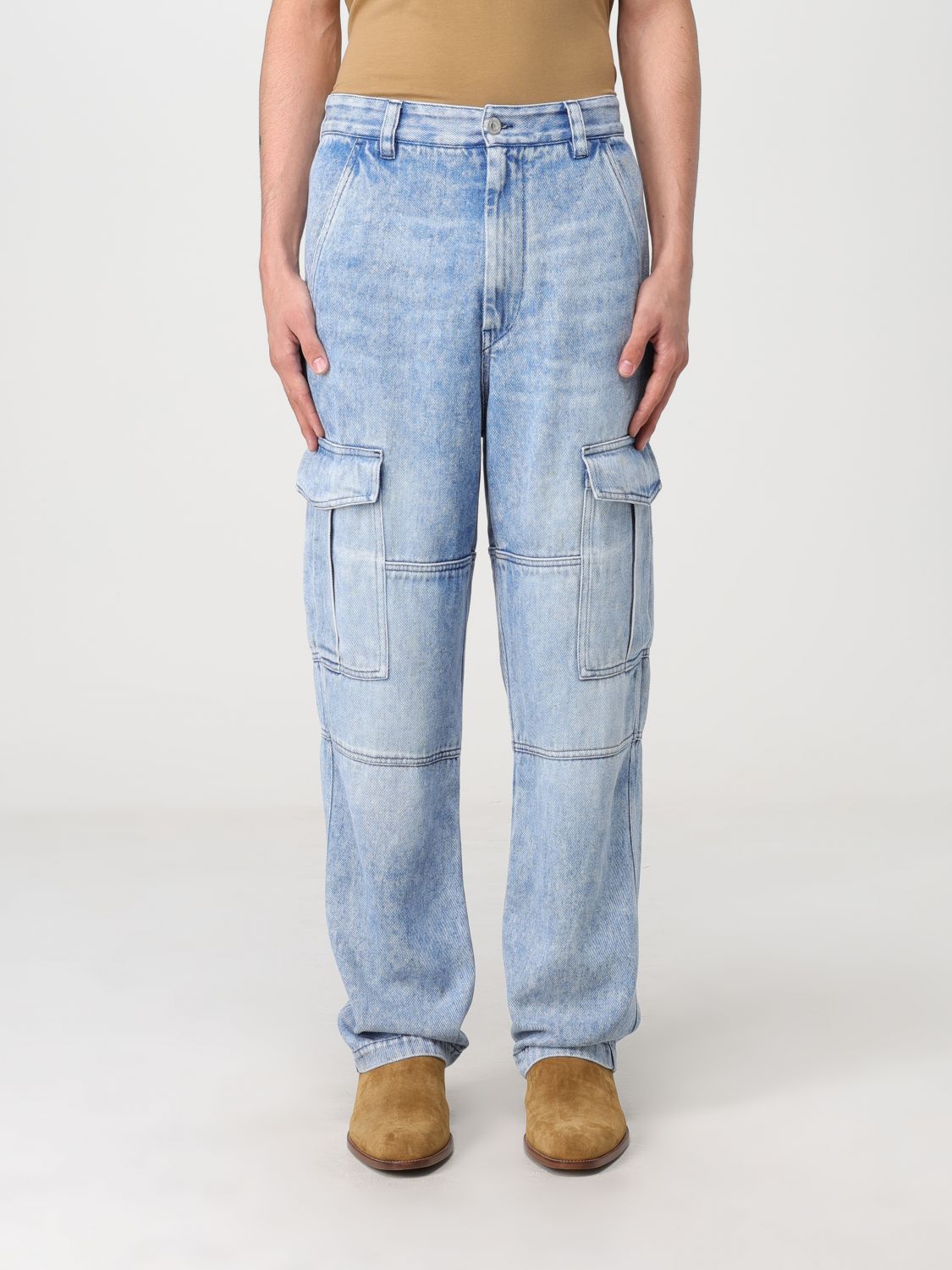 Isabel Marant Terence Denim Cargo Trousers In Gray