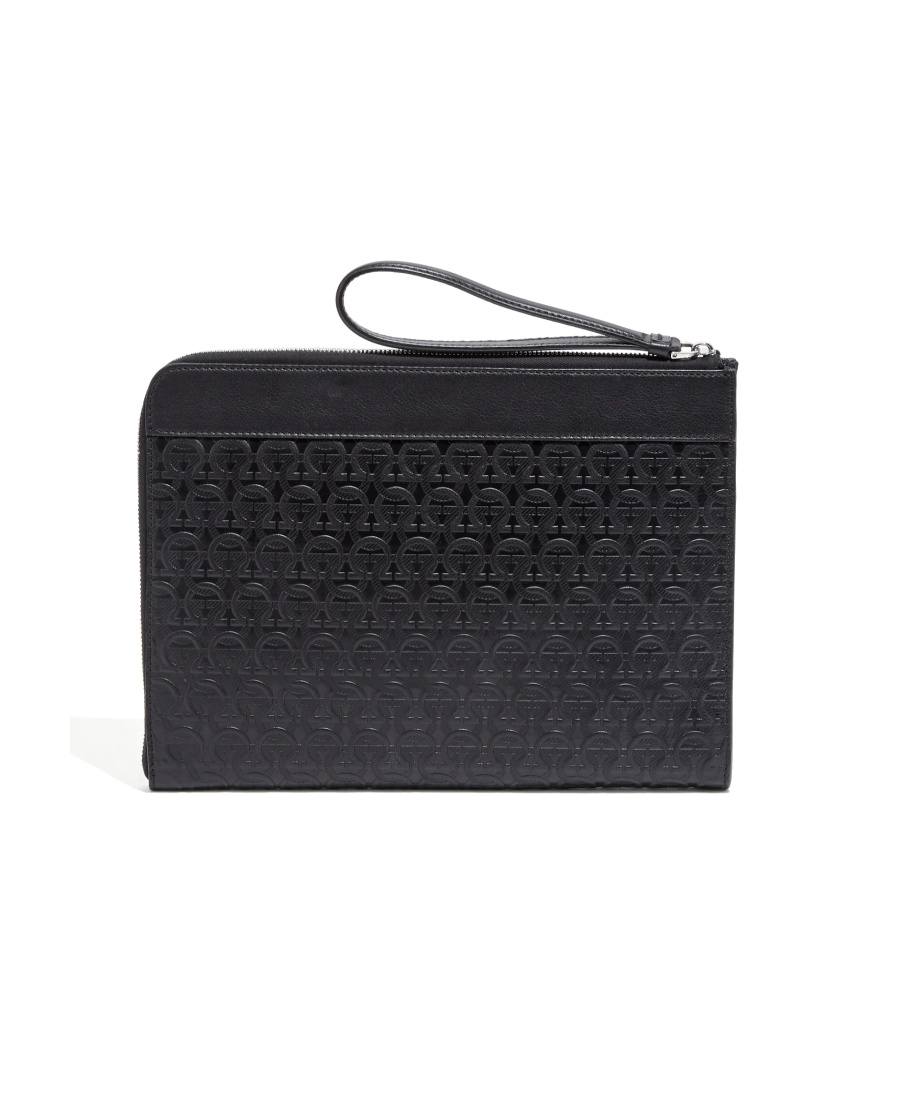 FERRAGAMO MONOGRAM-PATTERN CLUTCH BAG