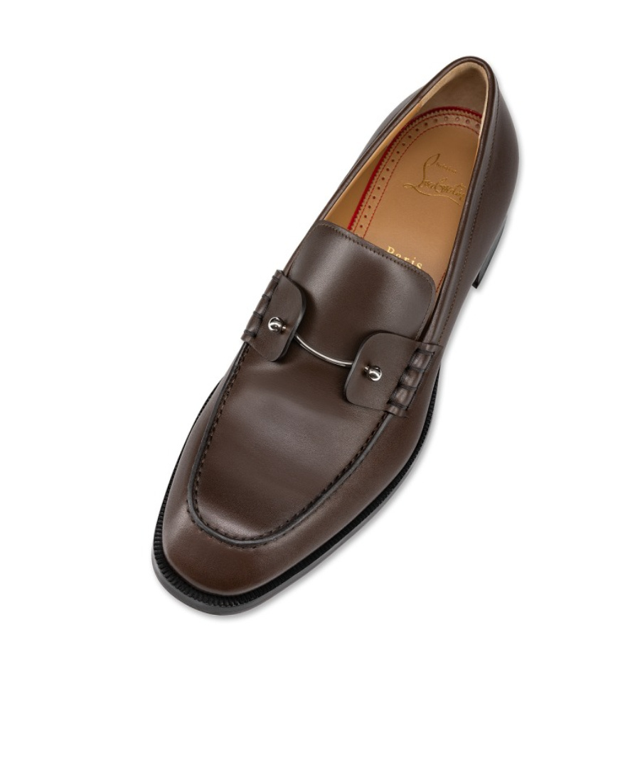 Christian Louboutin Chambelimoc Leather Loafers In Brown
