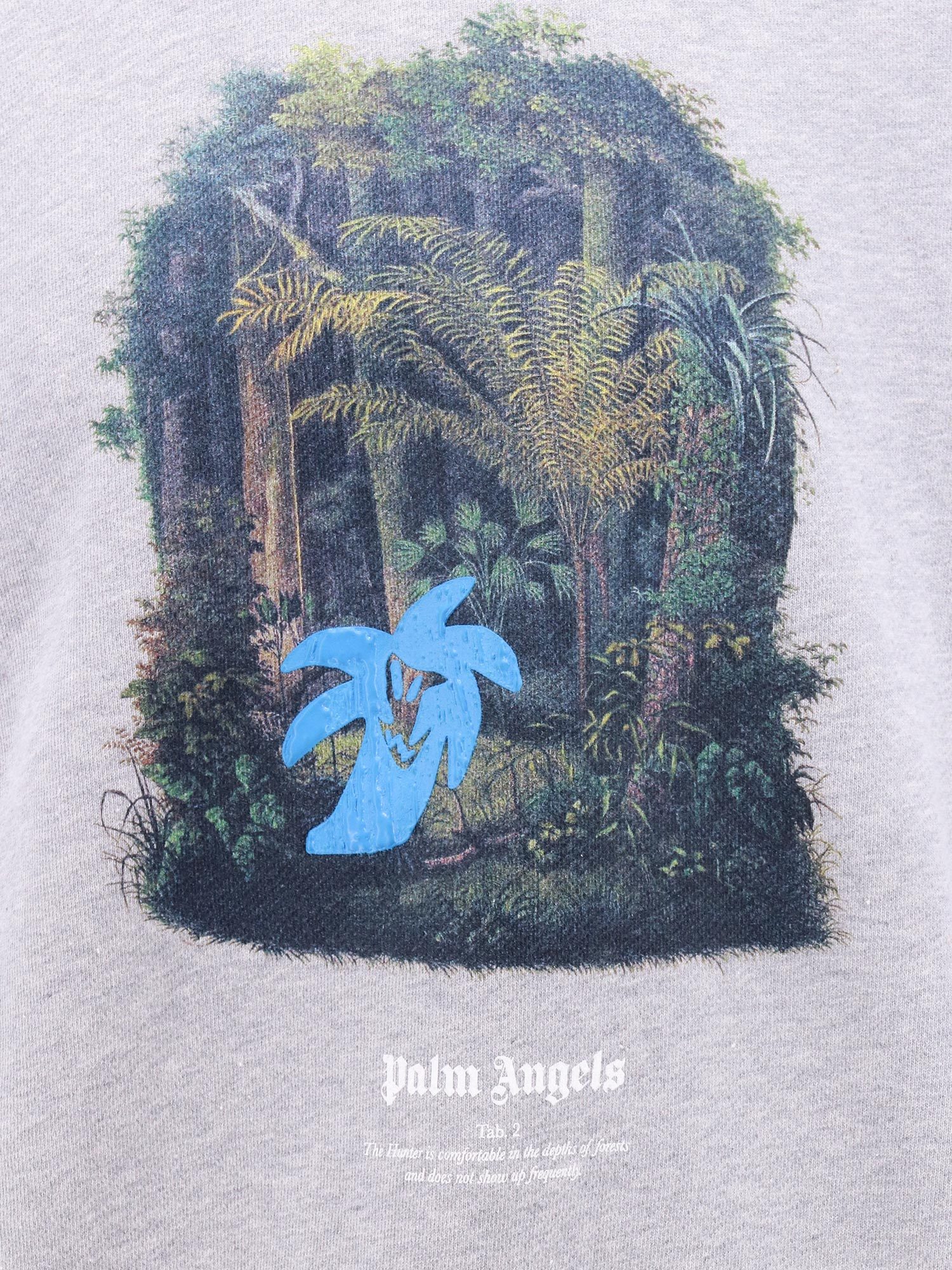 Palm Angels Organic Cotton Sweatshirt With Hunting In The Forest Print In White