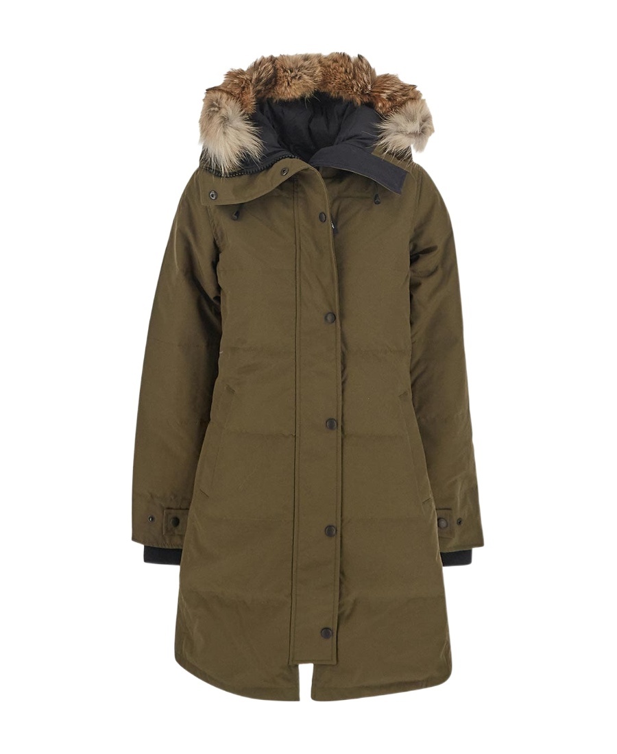 Canada Goose Logo Down Parka Coat In Green