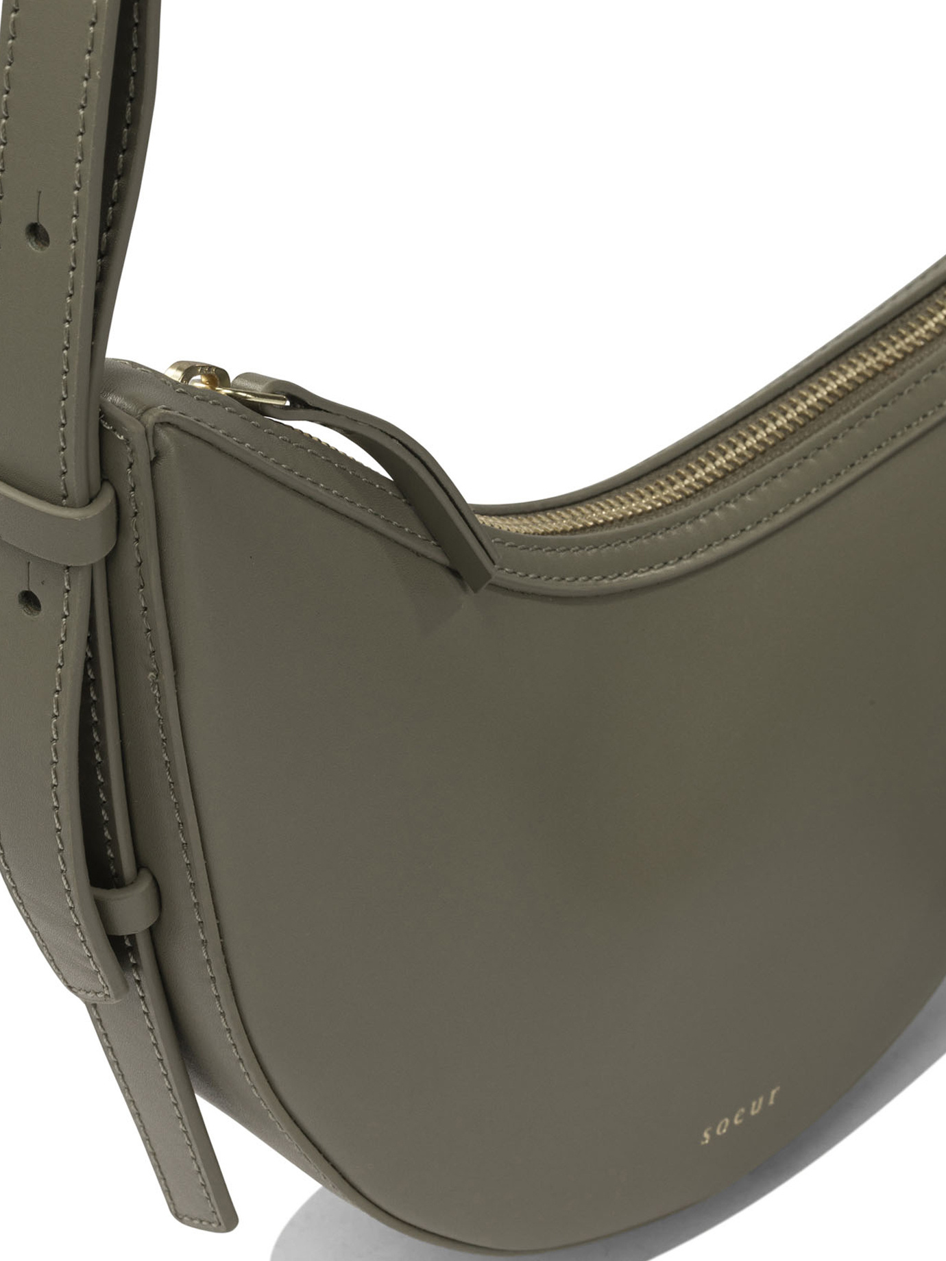Soeur Curved Shoulder Bag Adjustable Strap In Green