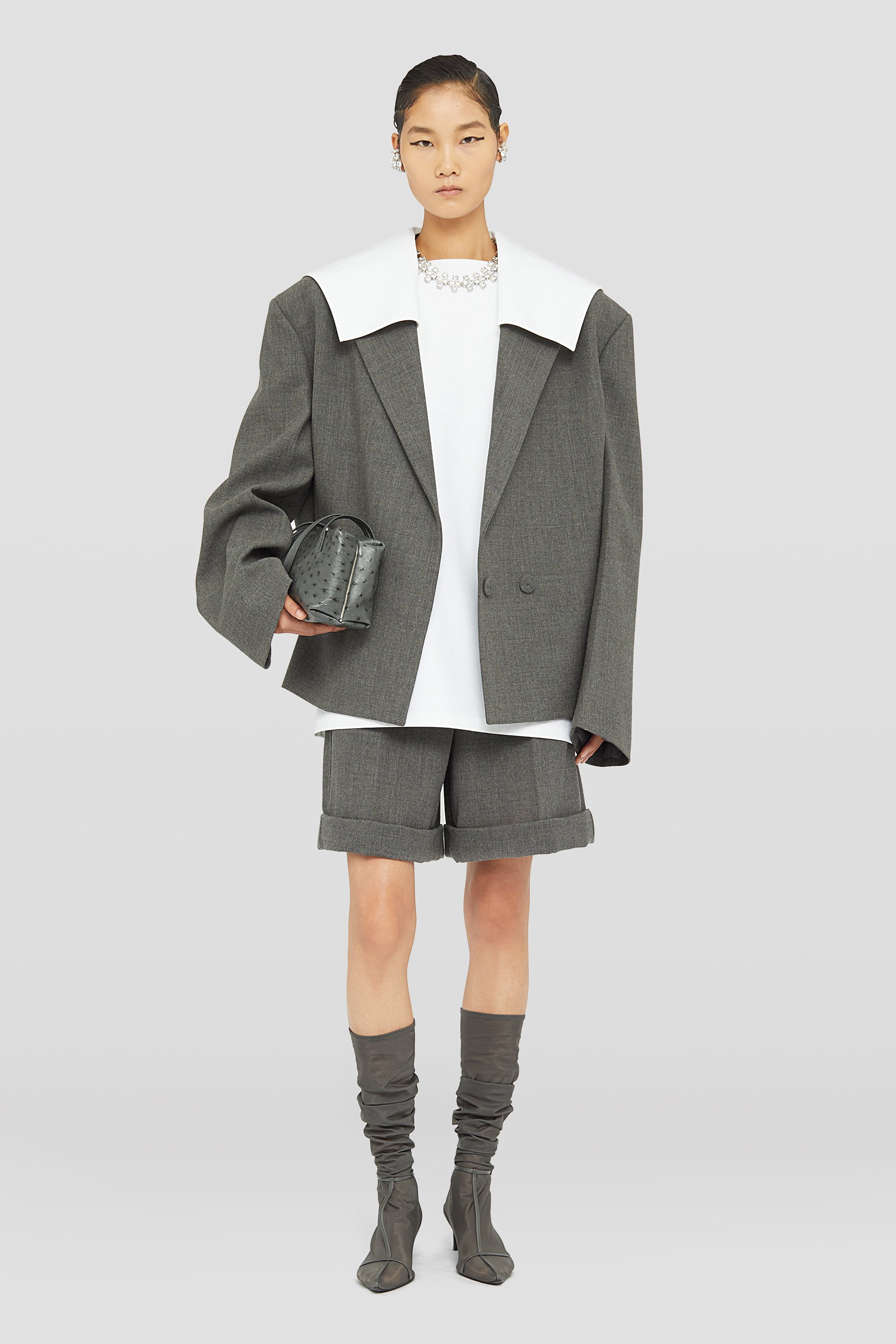 Jil Sander Tailored Wool Shorts In Gray